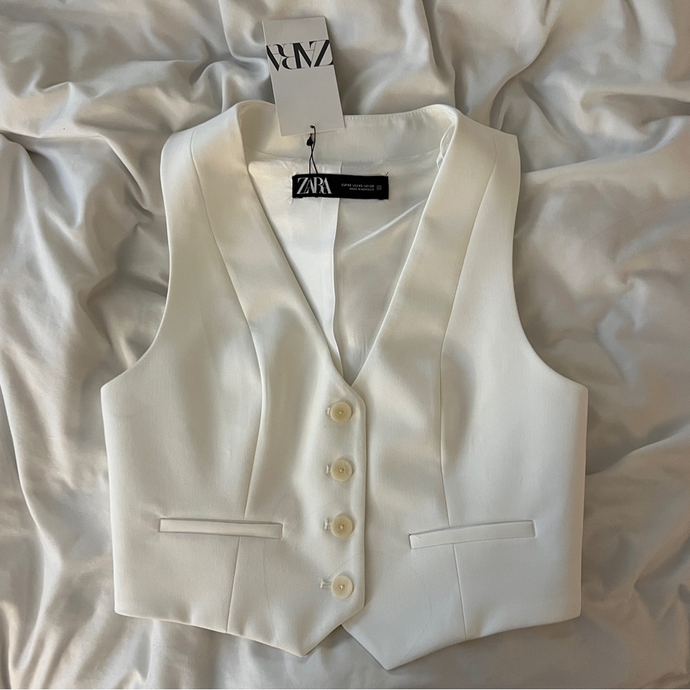 Cream Button Up Vest Top